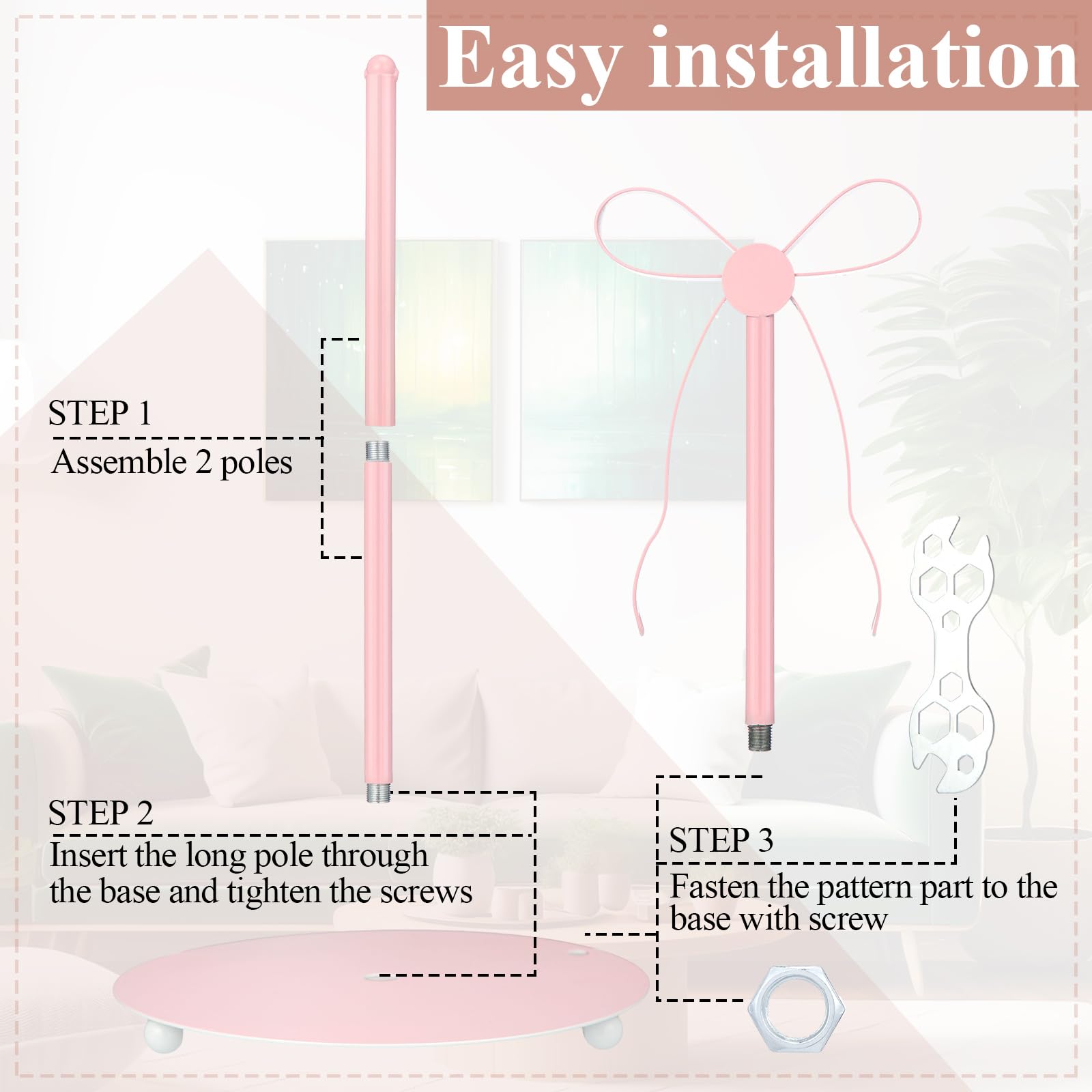 Honeydak pink bow paper towel holder top angle with easy-grip knob detail.