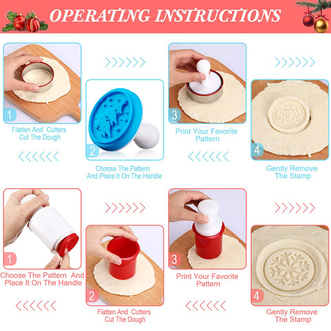 Honeydak plastic press handles provide easy, stable stamping during cookie making.
