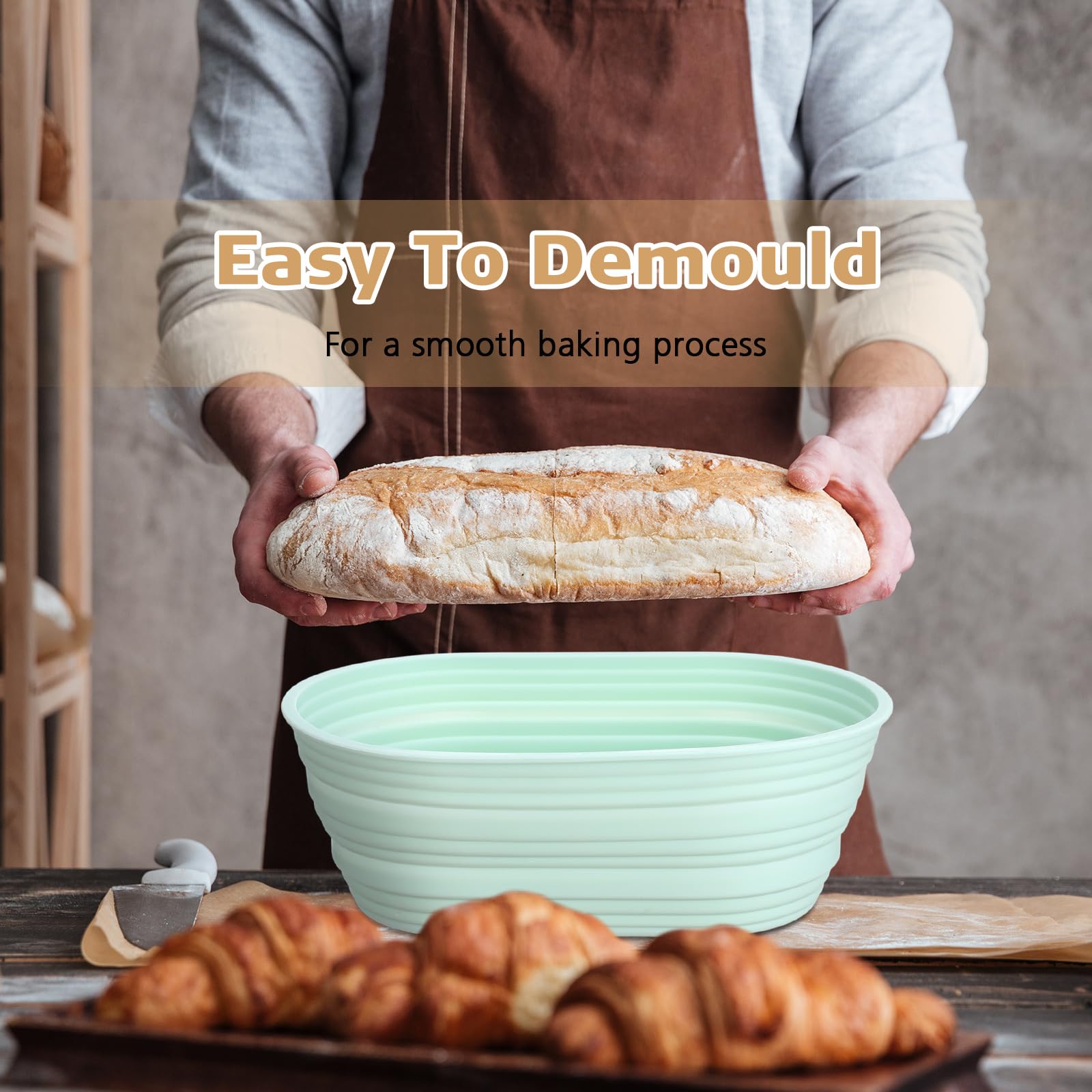 Honeydak multi-use silicone banneton for serving and display use.