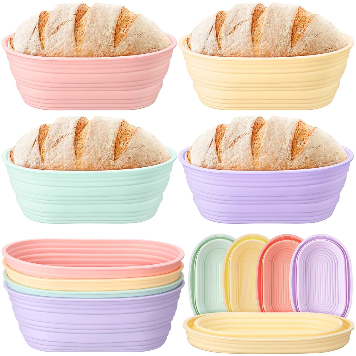 Honeydak pink silicone bread proofing basket for easy dough release.