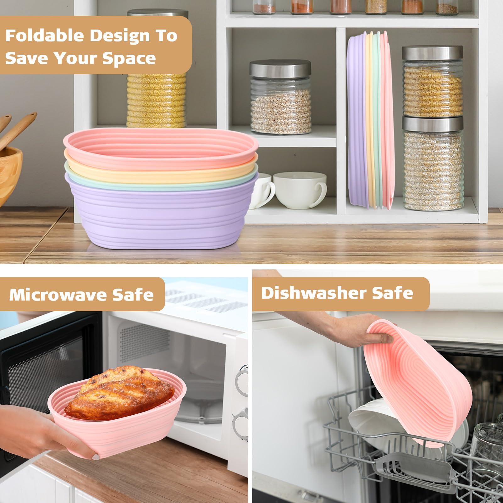 Honeydak purple silicone bread proofing basket promotes smooth dough release.