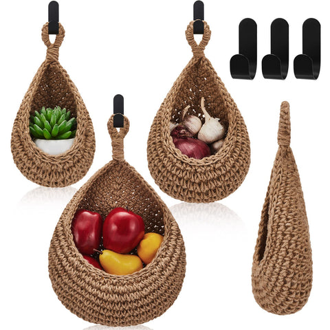 Honeydak teardrop baskets 3-pack hanging for organized kitchen storage