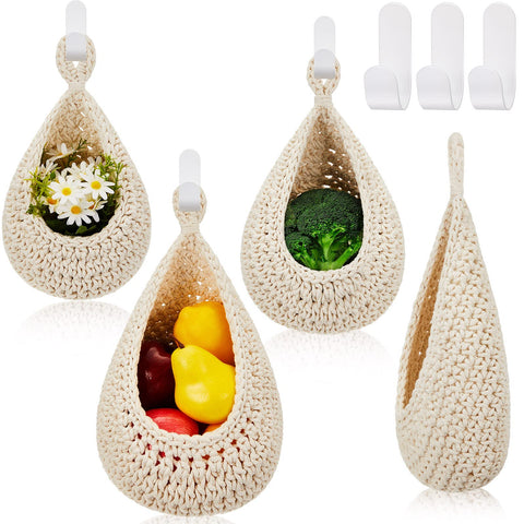 Honeydak teardrop hanging basket in white for organized fruit and veg display