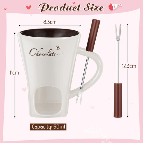 Honeydak white ceramic fondue cup with built in tea light holder keeps chocolate warm.