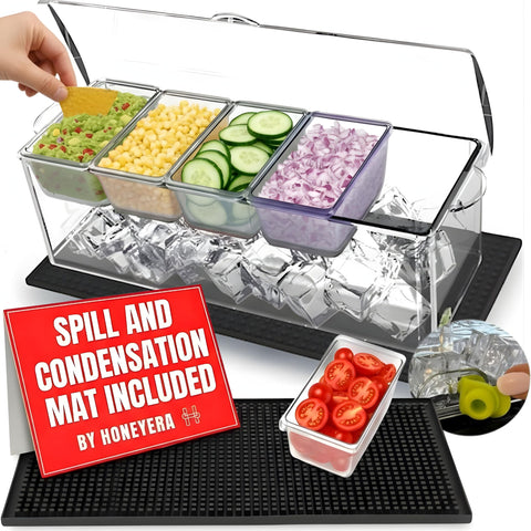 Honeyera chilled condiment server with ice chamber keeps sauces cool all day