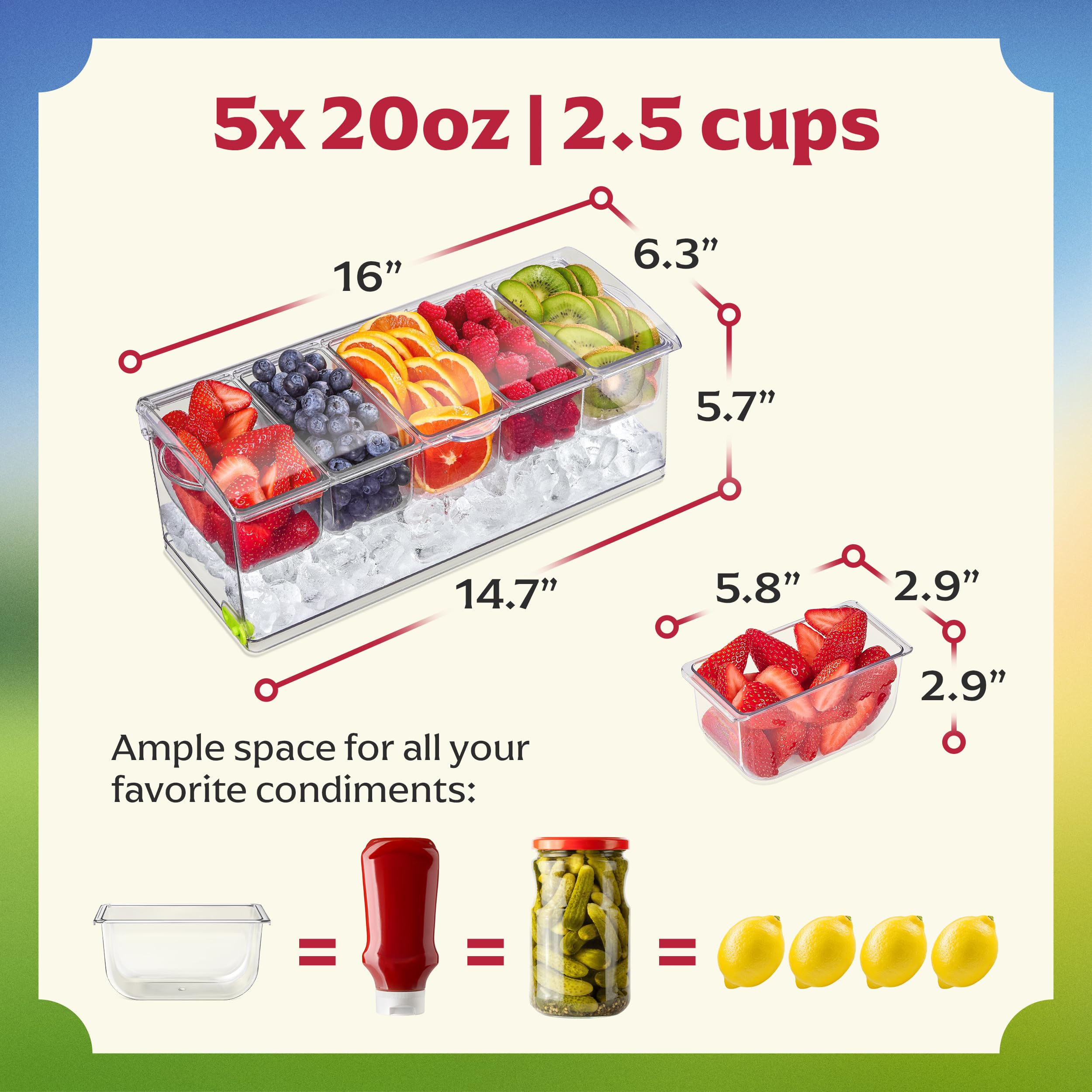Honeyera condiment caddy with removable compartments for easy refills