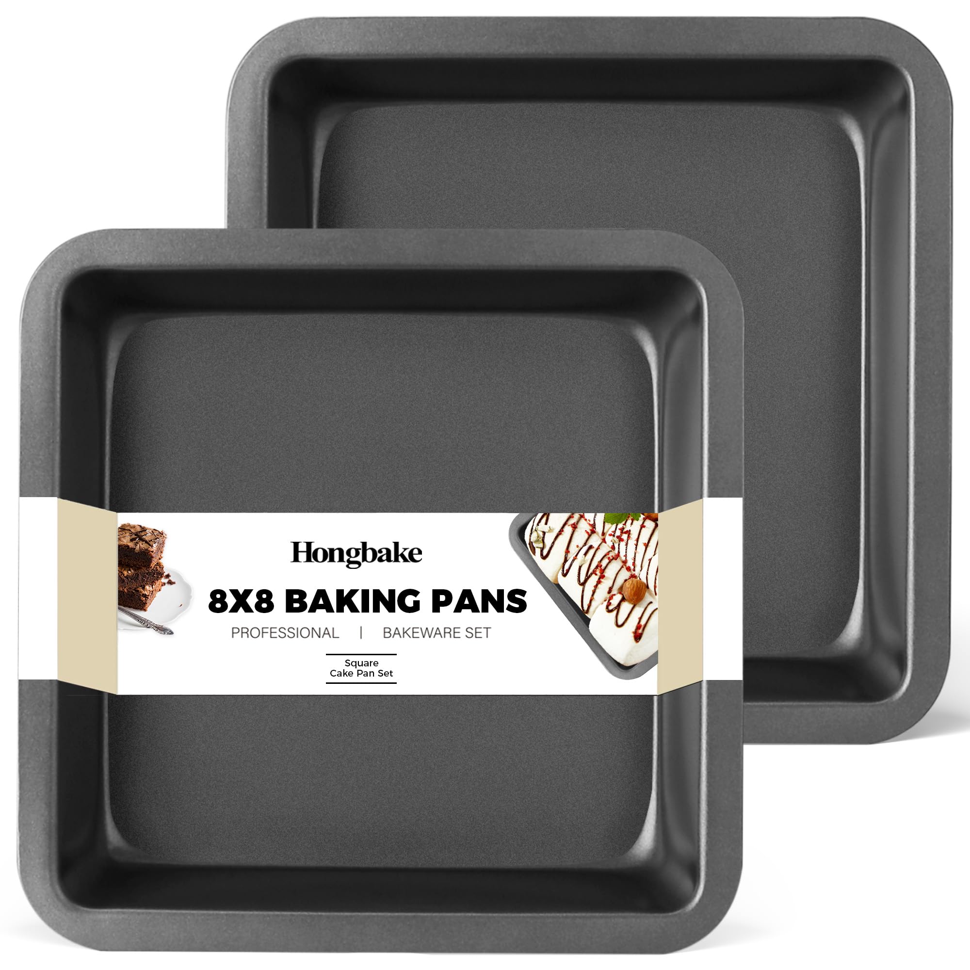 HONGBAKE 8x8 baking pan exterior view showing a sturdy frame for daily use