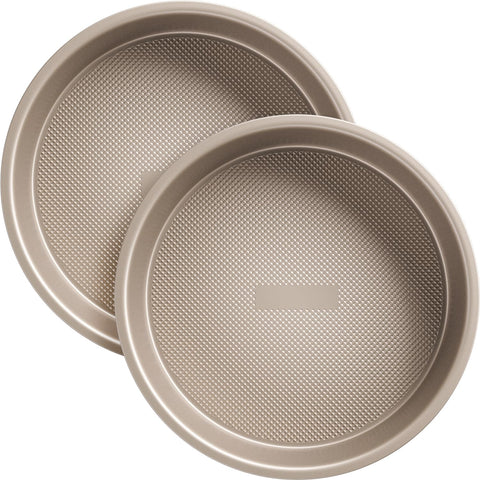 HONGBAKE 9-inch round cake pan set in gold, two-piece bundle for even baking