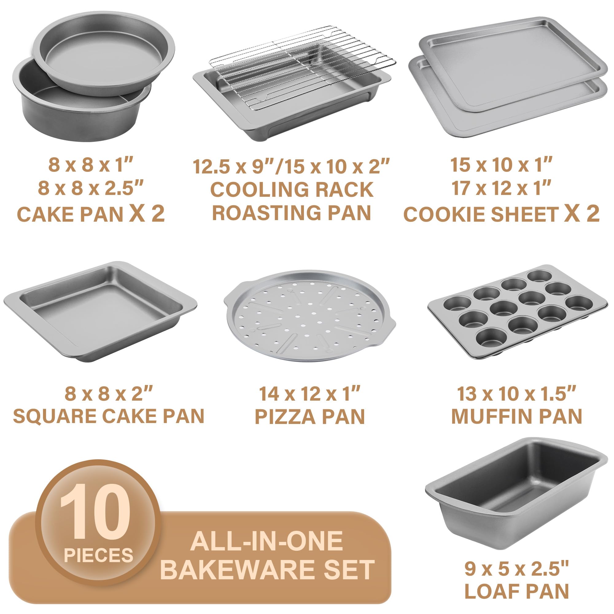 HONGBAKE stackable bakeware stored neatly, saving cabinet space.
