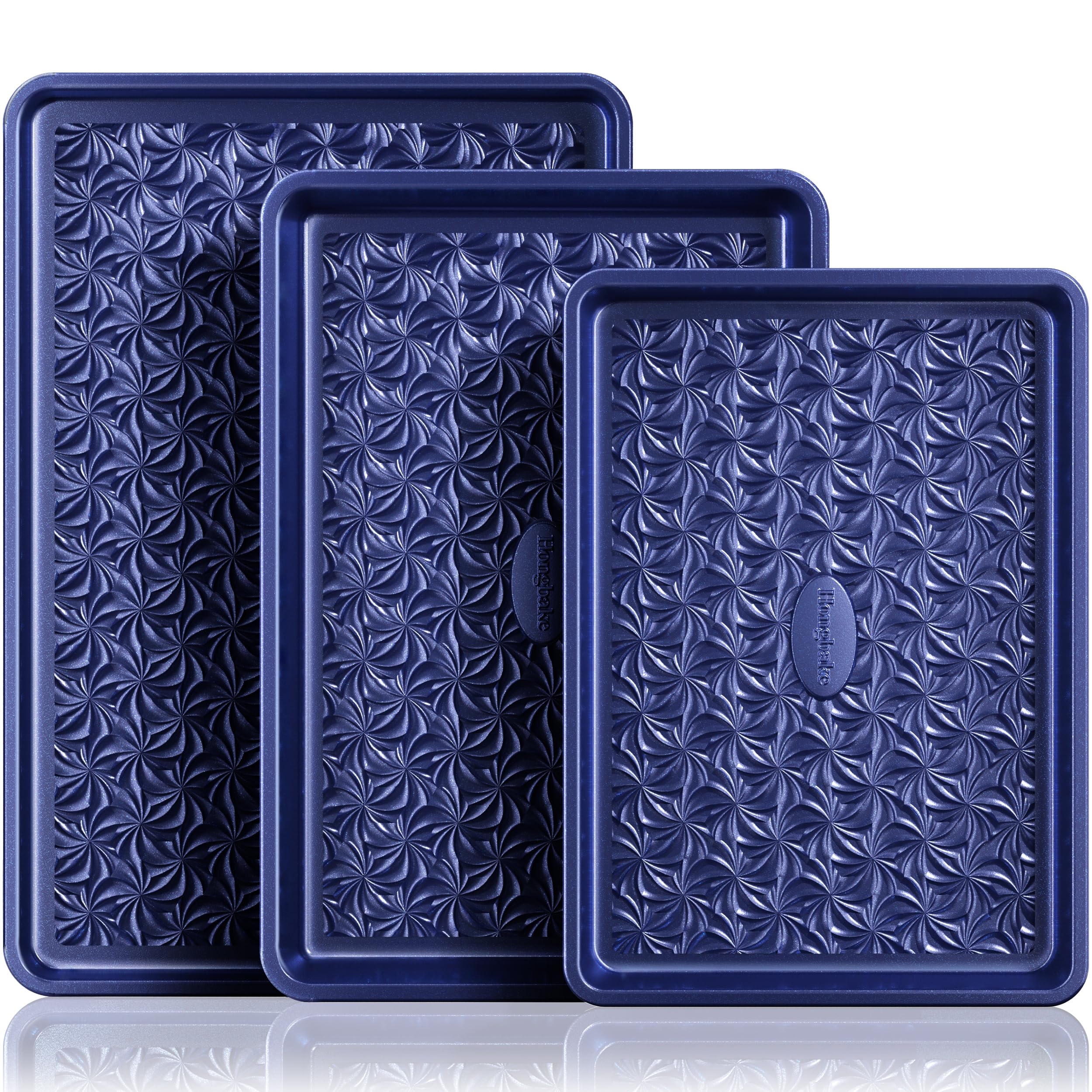 Hongbake baking sheets with floral swirl texture for even heat and easy release.