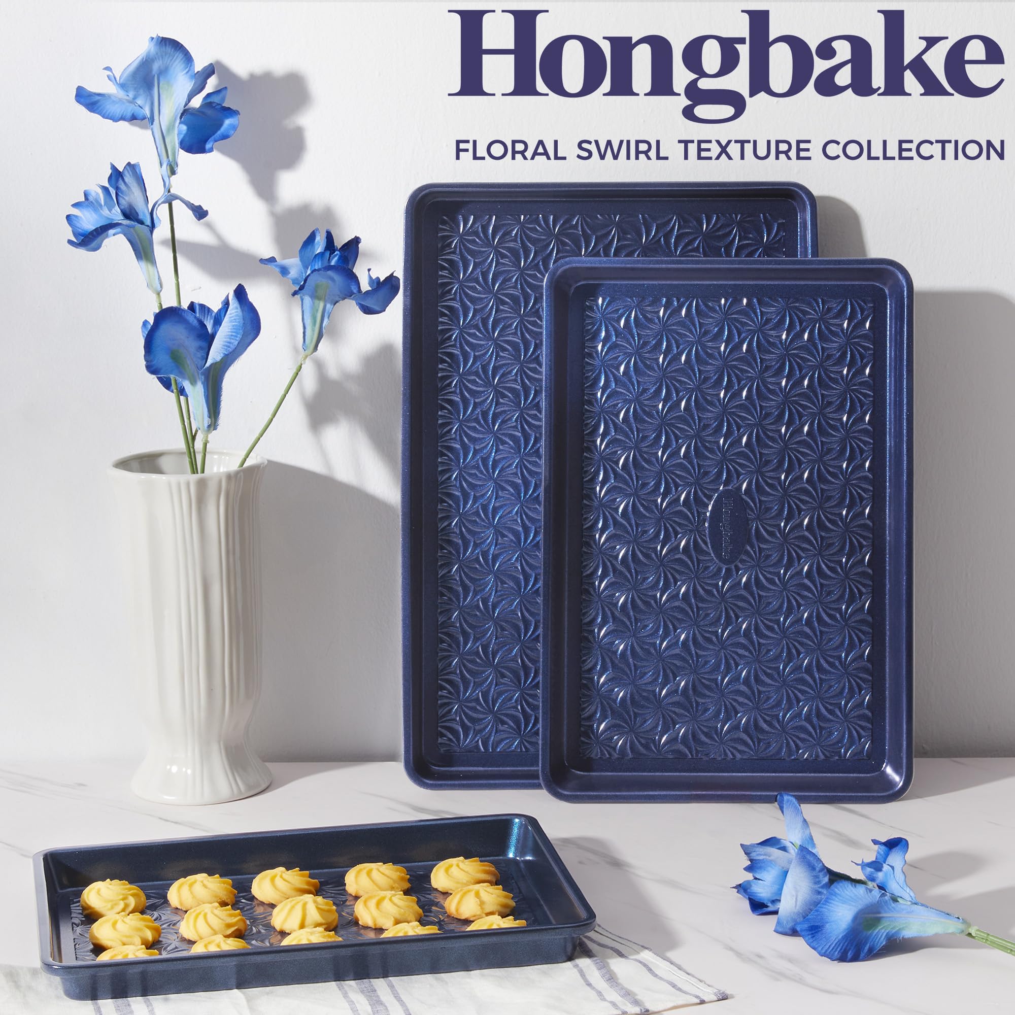 Hongbake 3-piece bakeware set suits cookies and more.