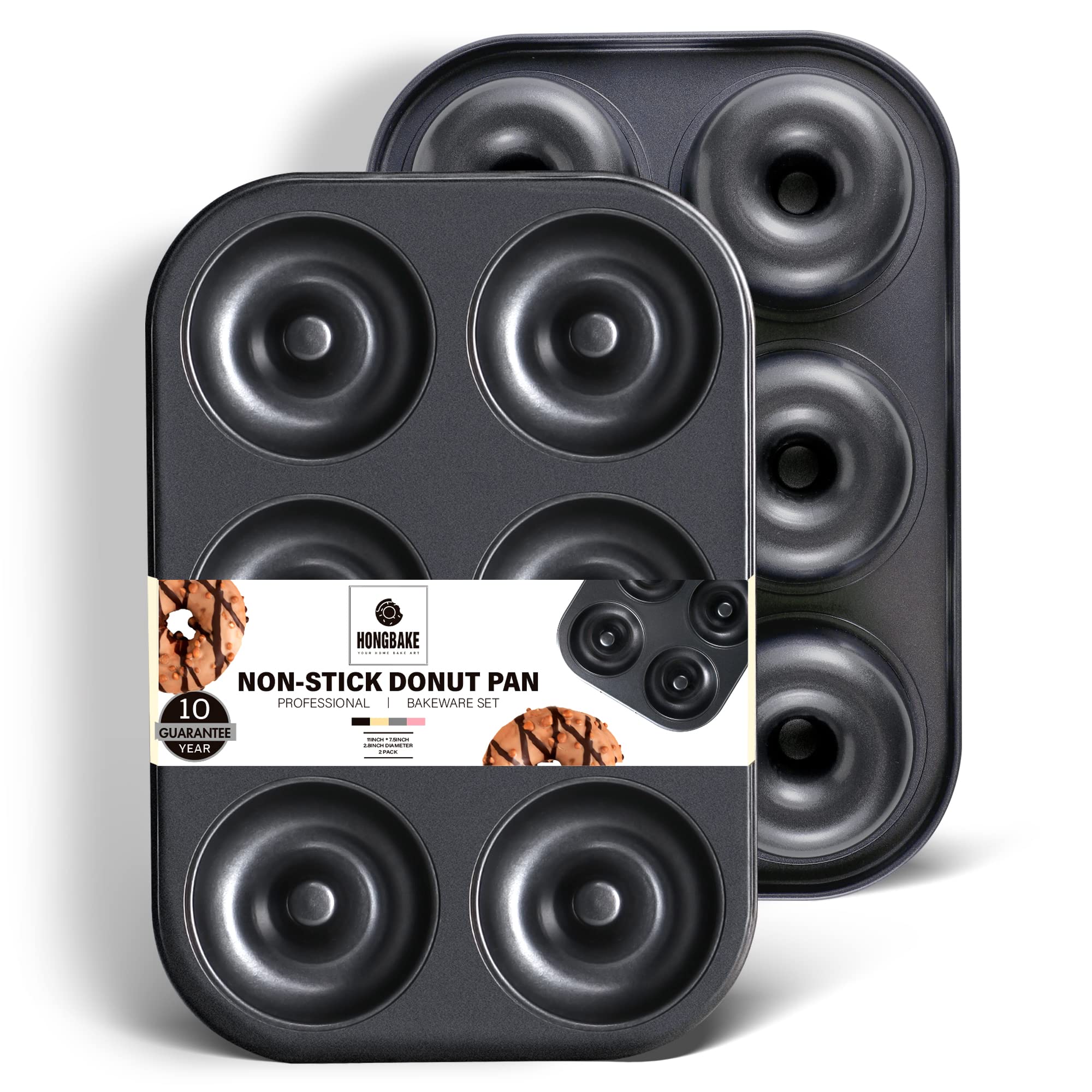 HONGBAKE donut pan with deep-hole 6-cavity duo for even donuts