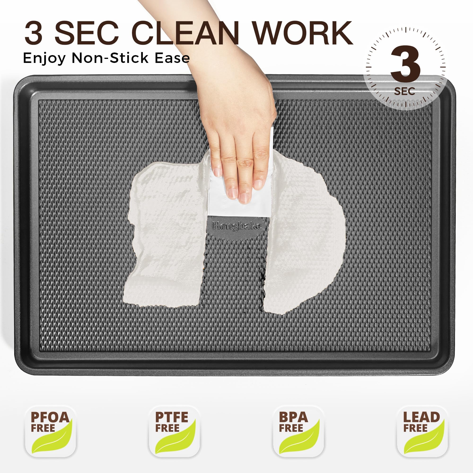 HONGBAKE nonstick surface provides scratch resistance and durable nonstick performance