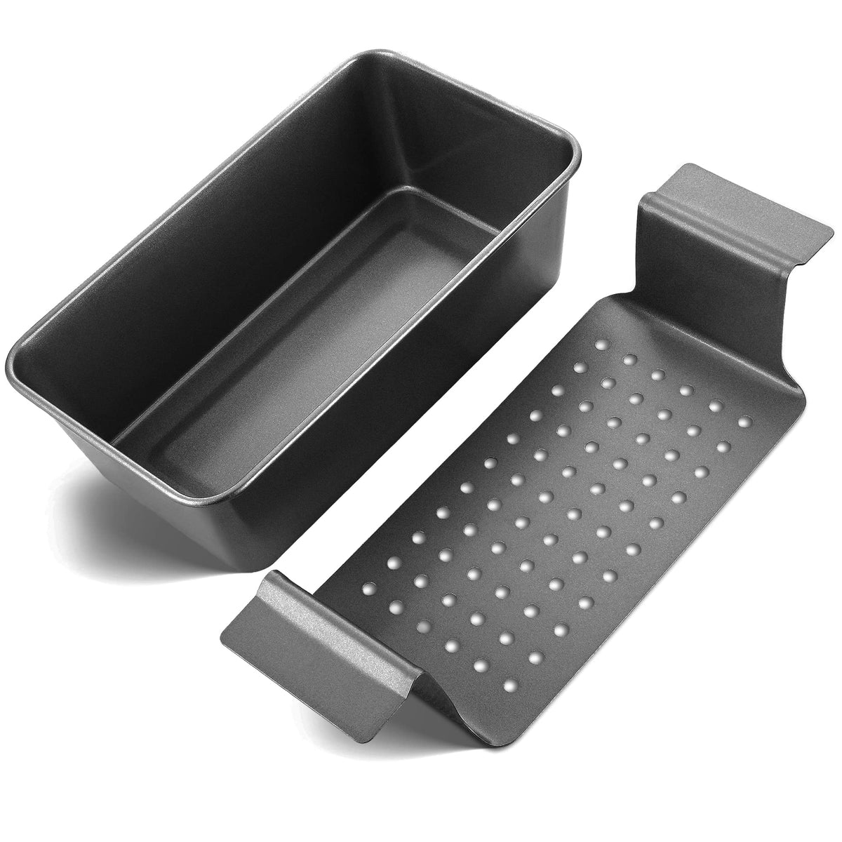 HONGBAKE meatloaf pan with drain tray drains fat for leaner cooking