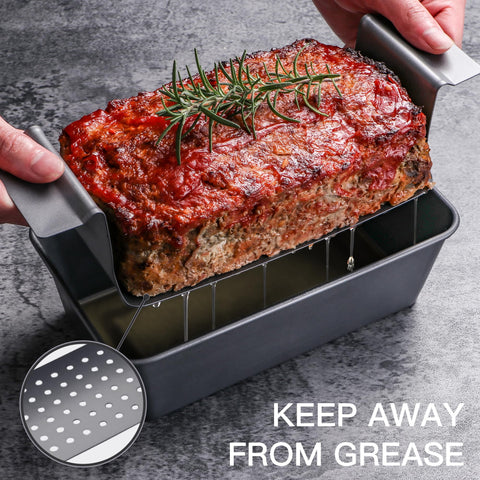 HONGBAKE meatloaf pan perforated lifter enables easy, mess-free lifting