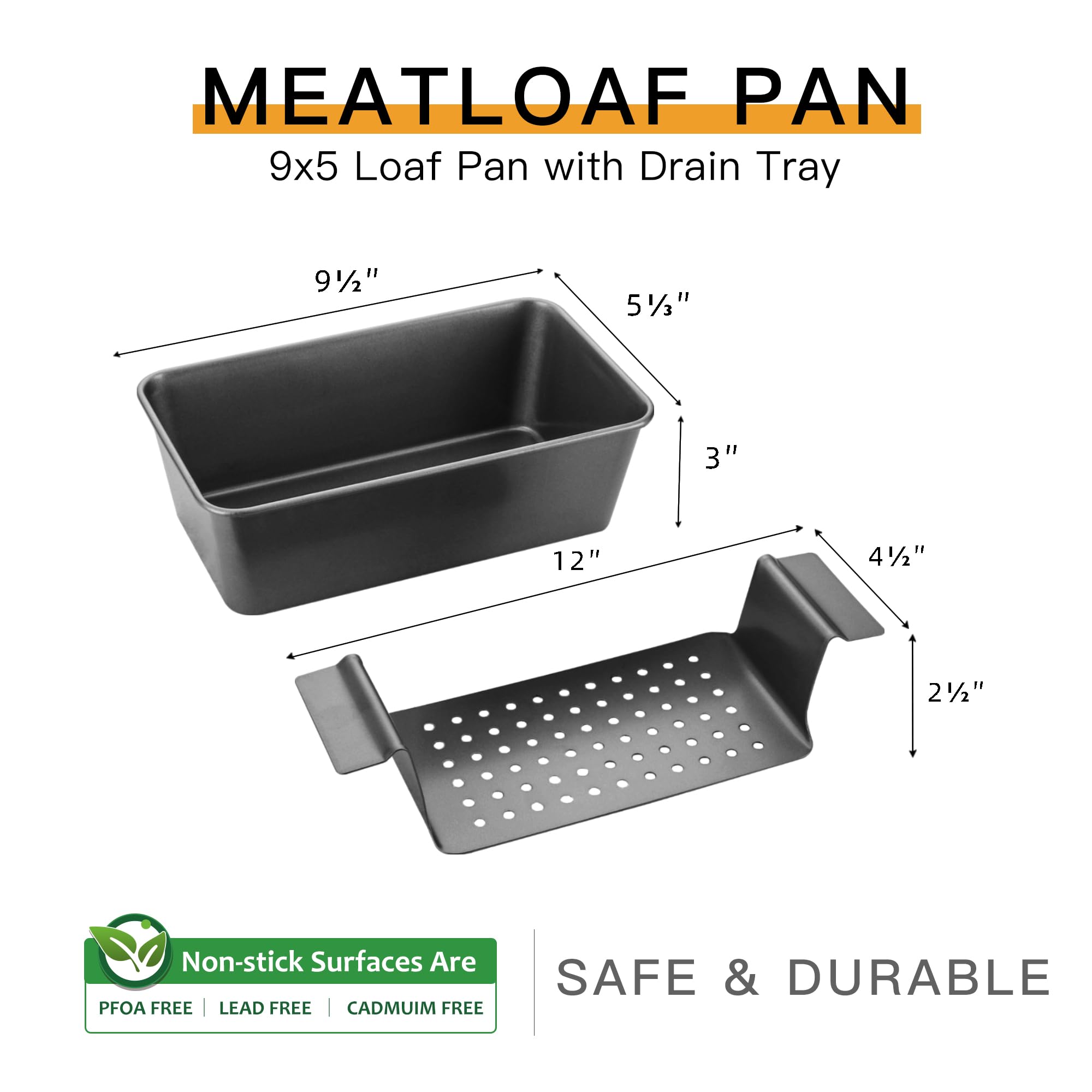 HONGBAKE meatloaf pan wide handles provide comfortable grip with oven mitts