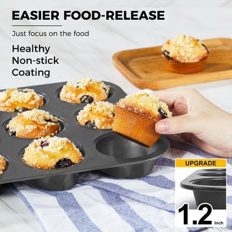 Hongbake muffin pan nonstick coating close-up promotes easy release of batters