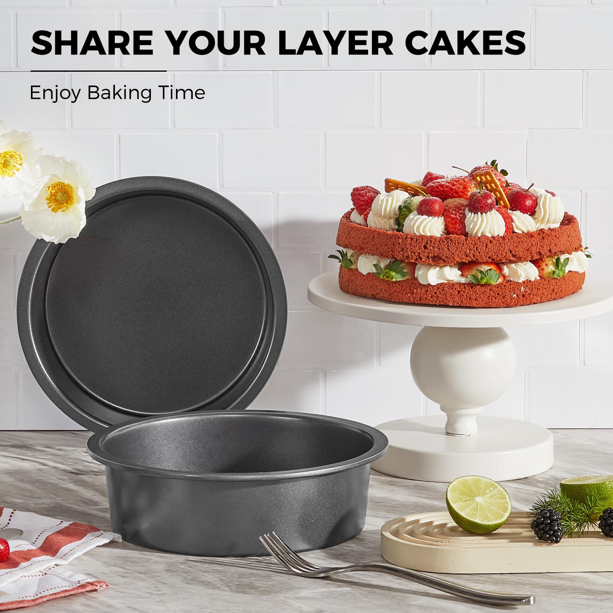 HONGBAKE 8inch pan with wide grips offers easy, secure handling.