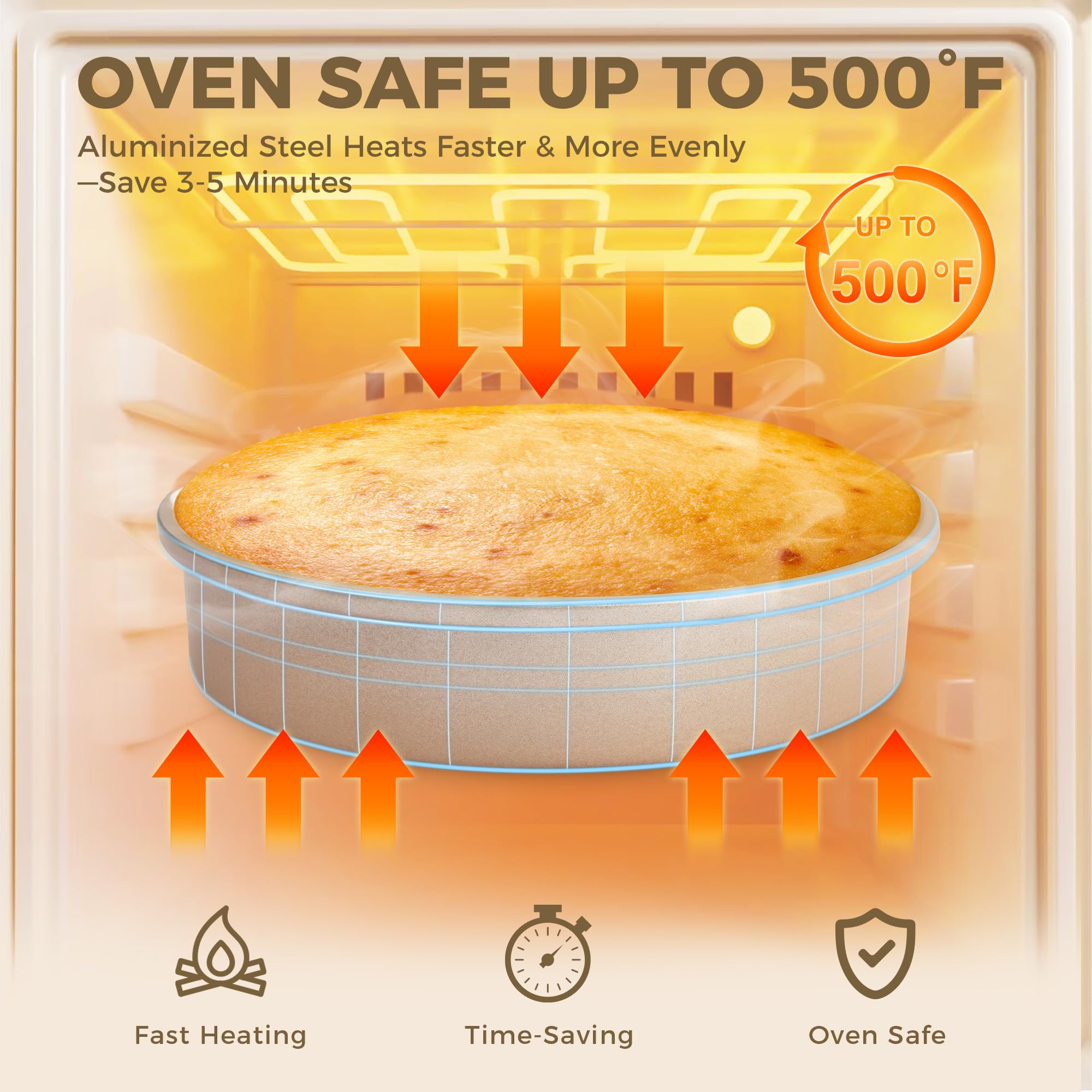 HONGBAKE versatile 9-inch pans ideal for bread, brownies, cakes, lasagna and veggies