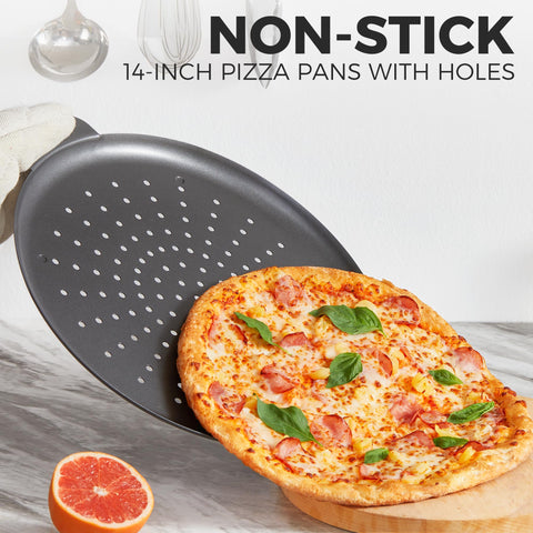 HONGBAKE wide-handled pizza pan offering confident transfers and grip