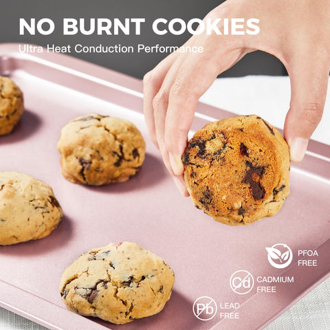 HONGBAKE pan featuring wider grips for comfortable lifting and stacking.