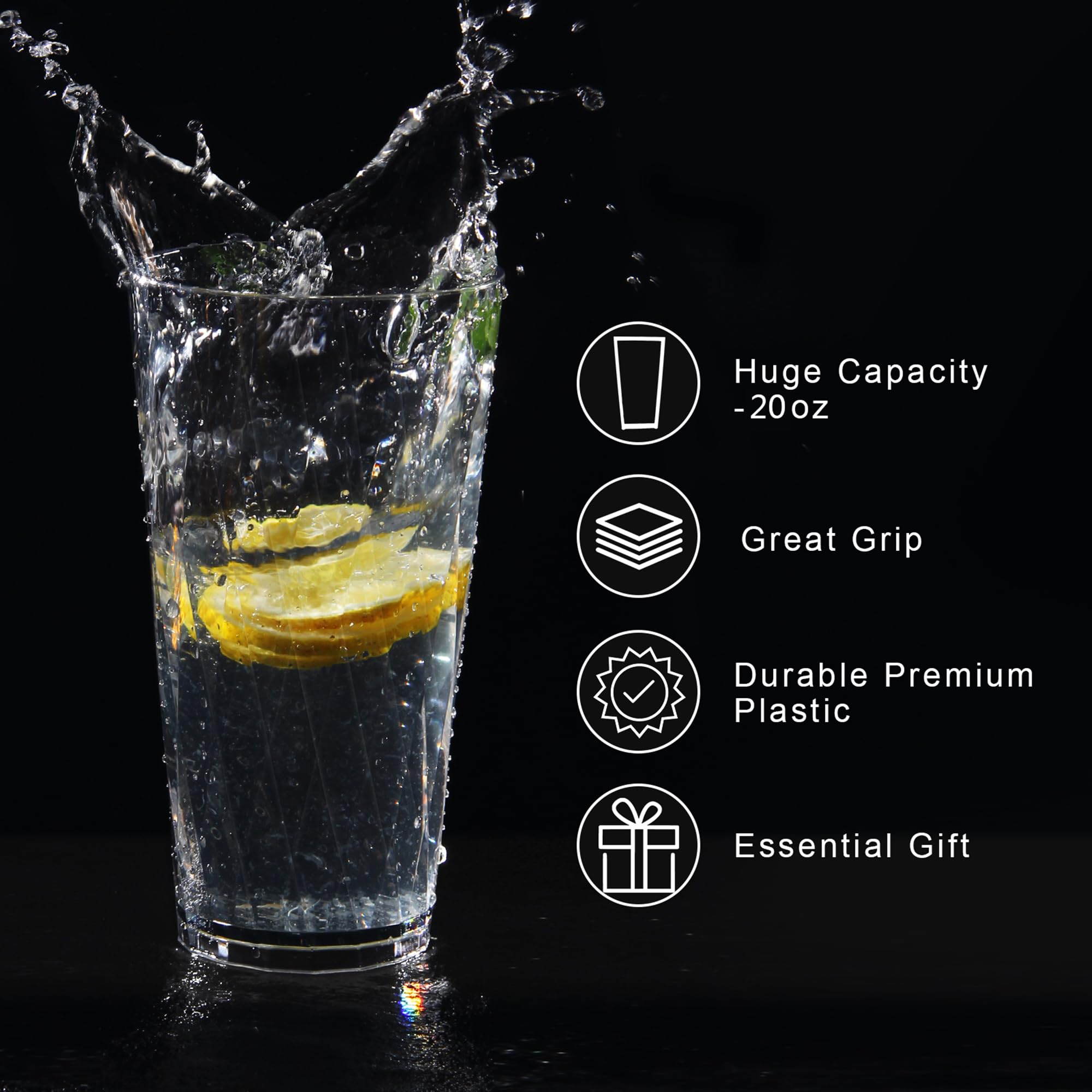 HONGBOLI unbreakable 20oz glasses for dishwasher-safe cleaning.
