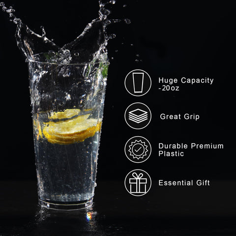 HONGBOLI unbreakable 20oz glasses for dishwasher-safe cleaning.