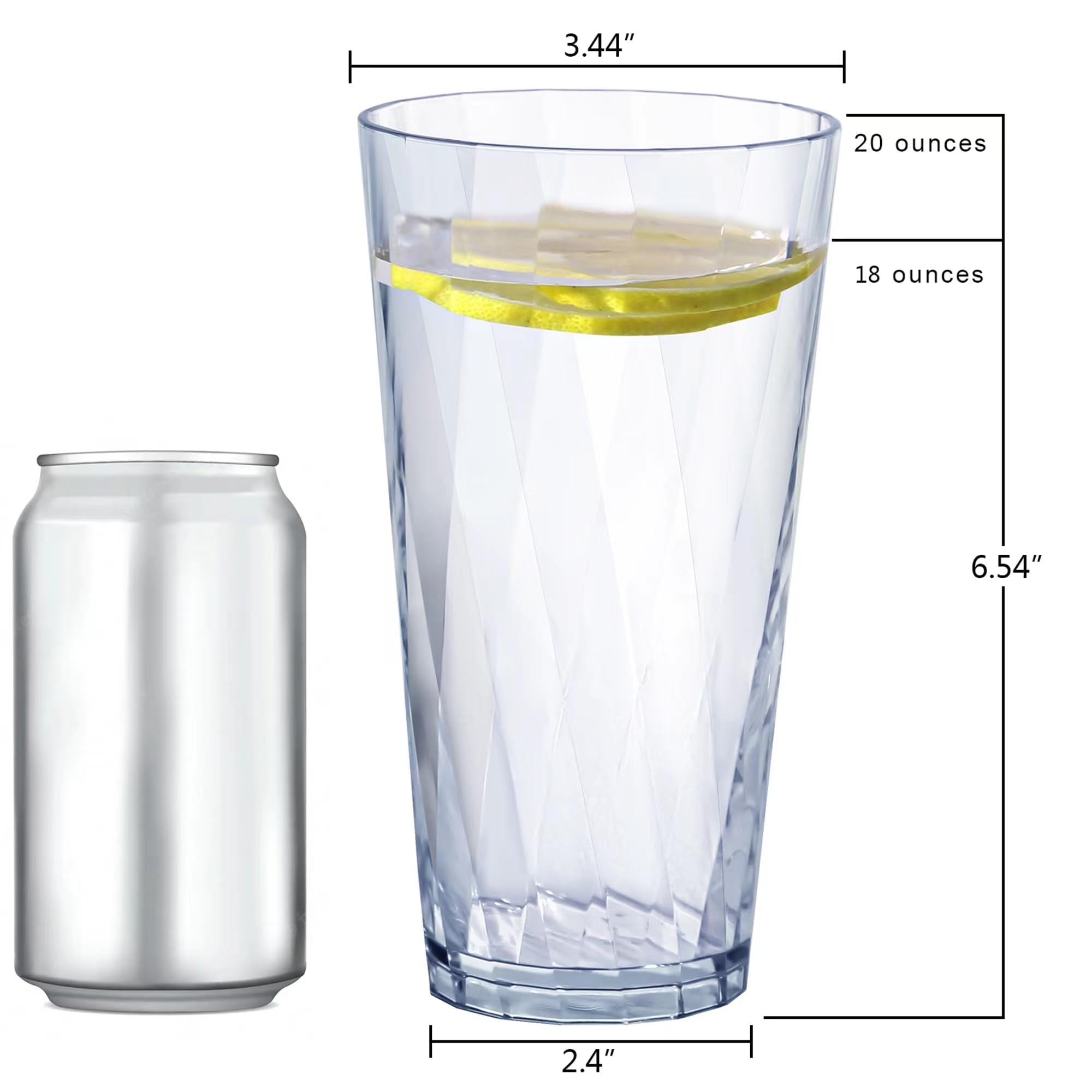 HONGBOLI unbreakable 20oz glasses stackable design shown for space-saving storage.