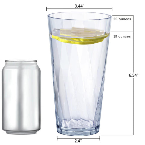 HONGBOLI unbreakable 20oz glasses stackable design shown for space-saving storage.