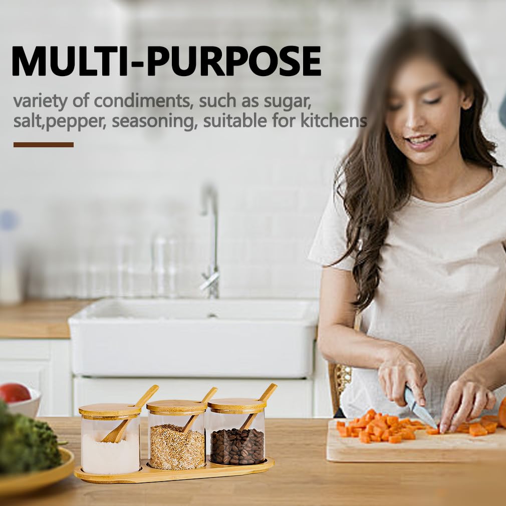 HONGCHU transparent canisters highlighting minimalist kitchen decor.