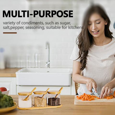 HONGCHU transparent canisters highlighting minimalist kitchen decor.