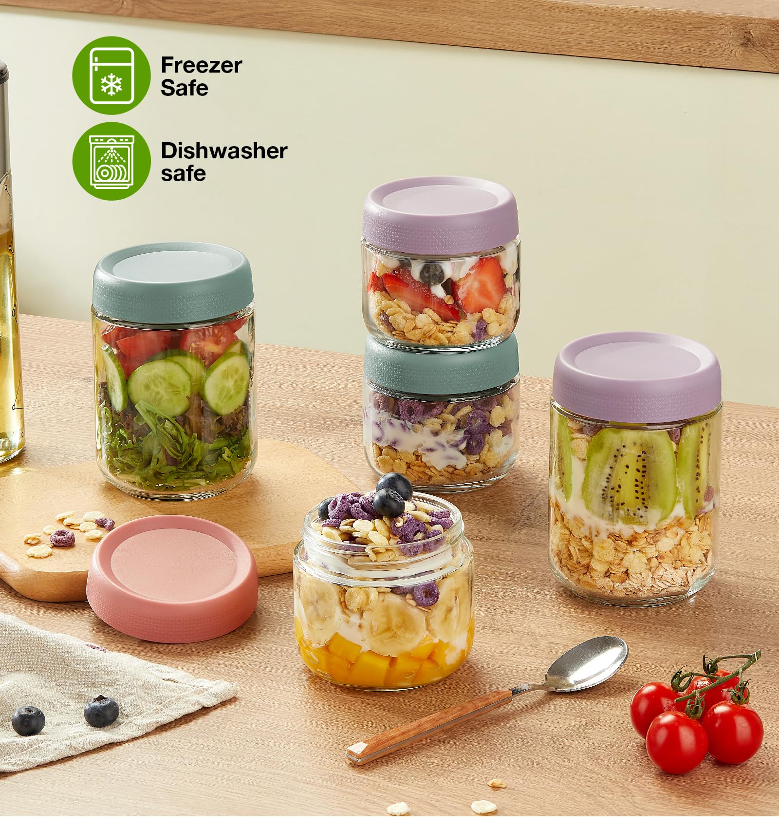 Hongqu US 10oz jar with color lid for easy organization