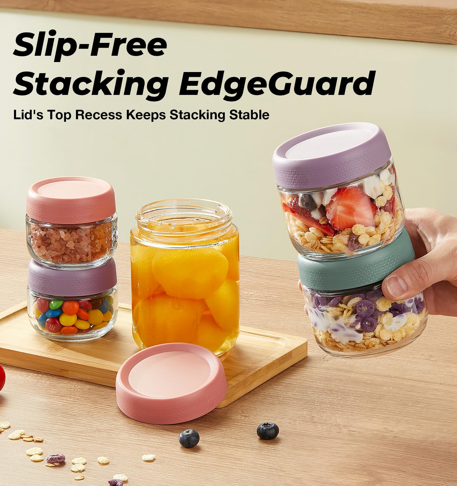 Hongqu US meal prep jars for fridge and pantry organization