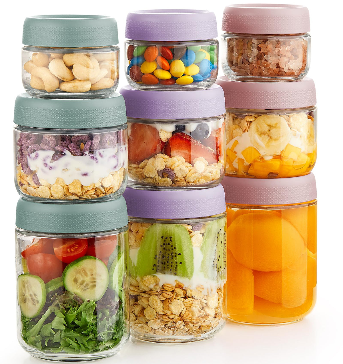 Hongqu US 16oz overnight oats jar set with airtight lid for meal prep