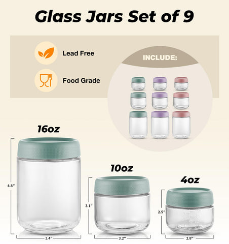 Hongqu US 16oz jar with color-coded lid for easy meal differentiation