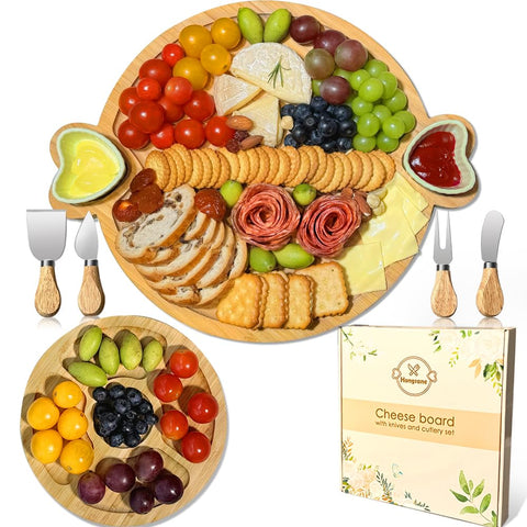 Hongsane charcuterie board with round heart design for elegant display