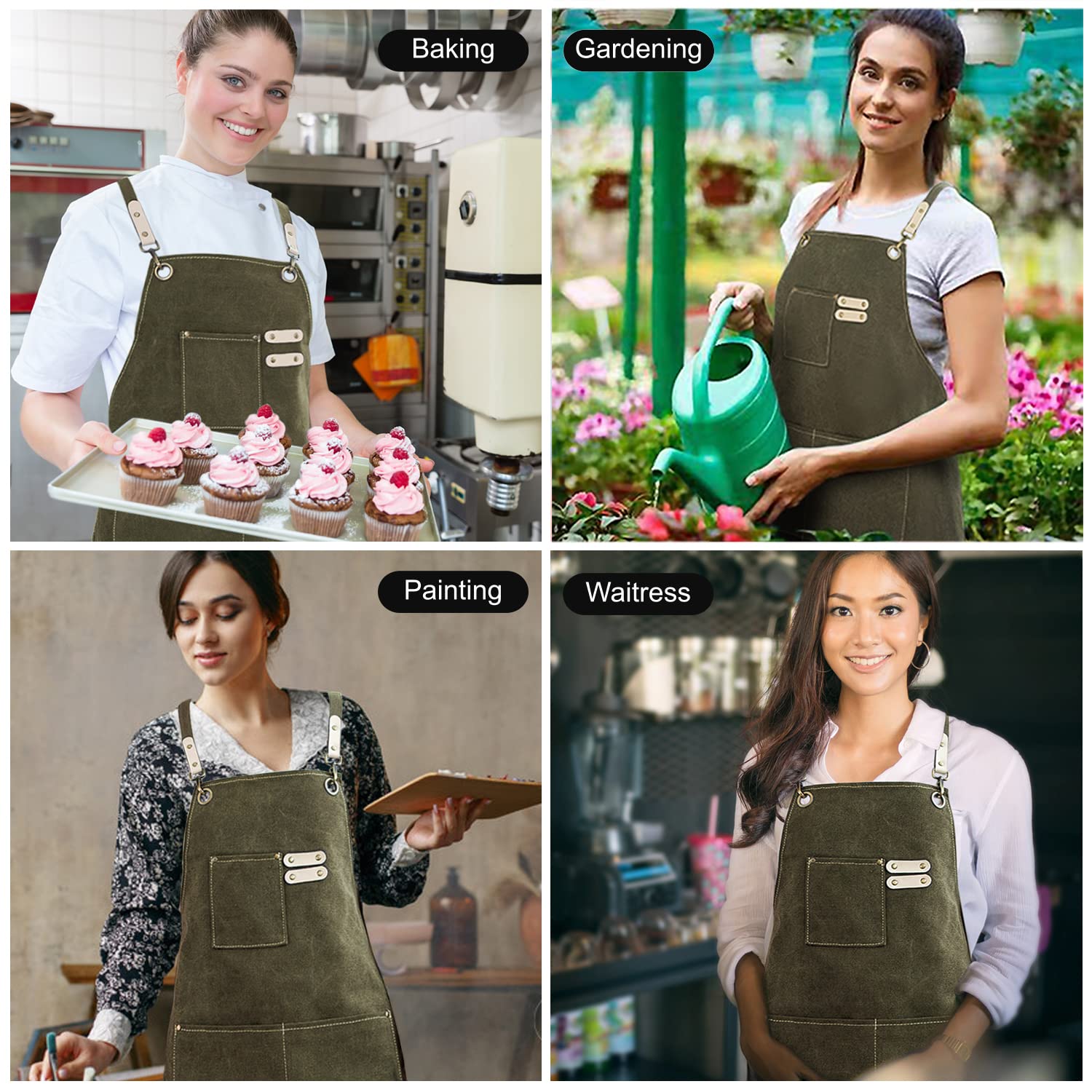 Hongsome gift-ready art apron green to please creative loved ones