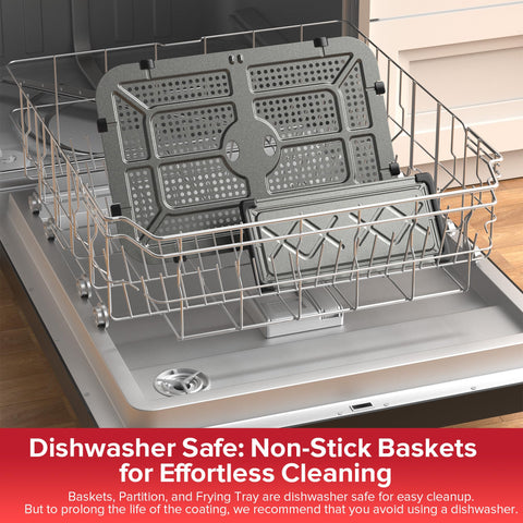 HoninJoy dishwasher-safe removable baskets simplify cleanup after cooking.