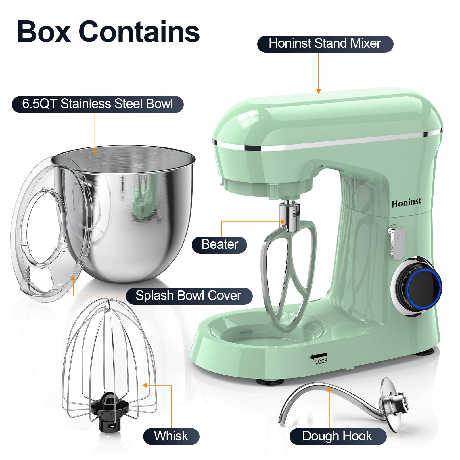 Honinst 6.5QT bowl supports large batches for breads and pastries