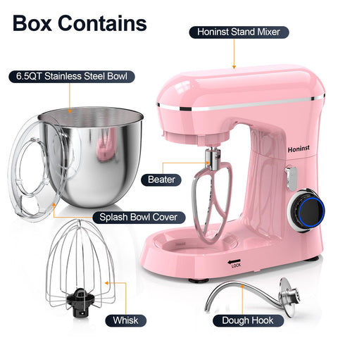 Honinst stand mixer 6.5qt stainless bowl for batch baking