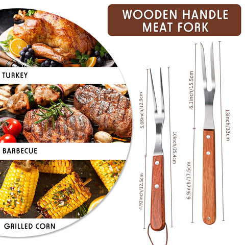 Honoson meat forks with rosewood handle, 10 inch, convenient for quick serving and carving.