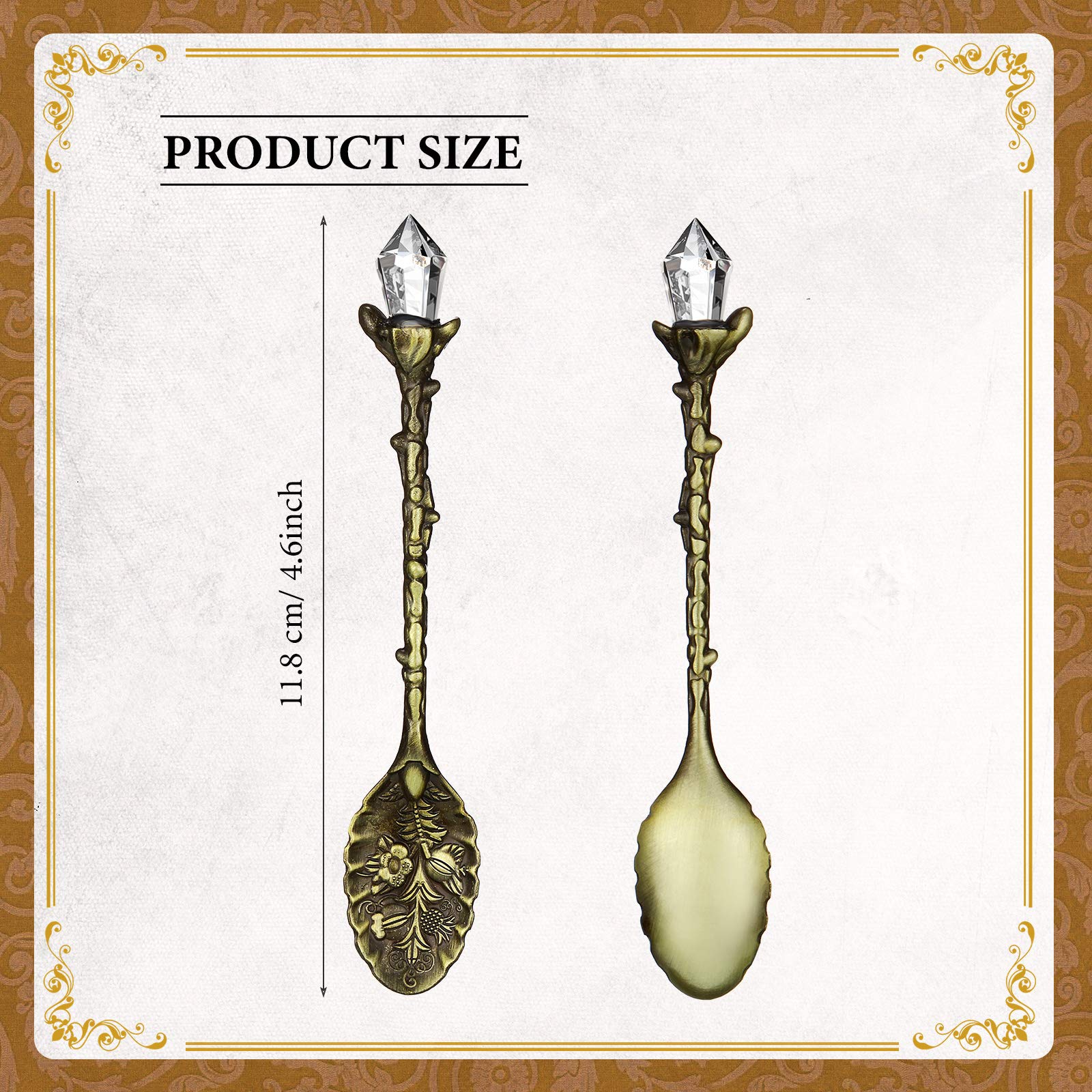 Honoson vintage carved tea spoon with crystal accents adds timeless charm to service.