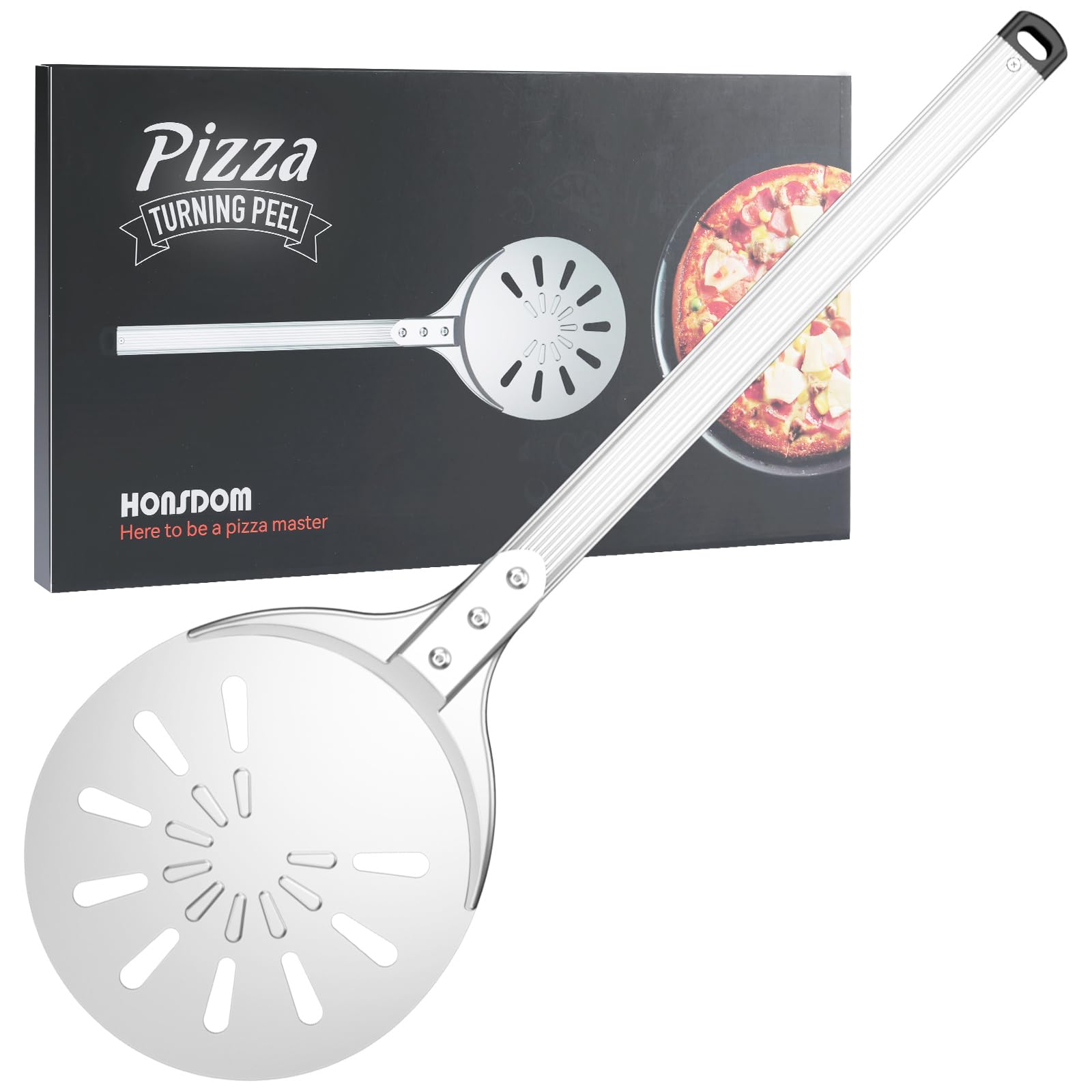 Honsdom pizza turning peel 8-inch head for easy pizza transfer and crispy crust