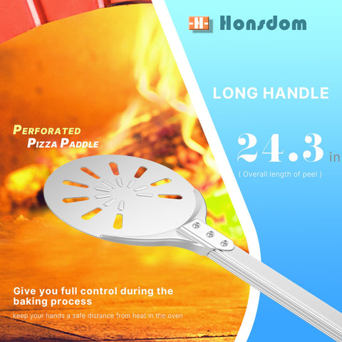 Honsdom silicone-hook on pizza turning peel enables convenient hanging and storage