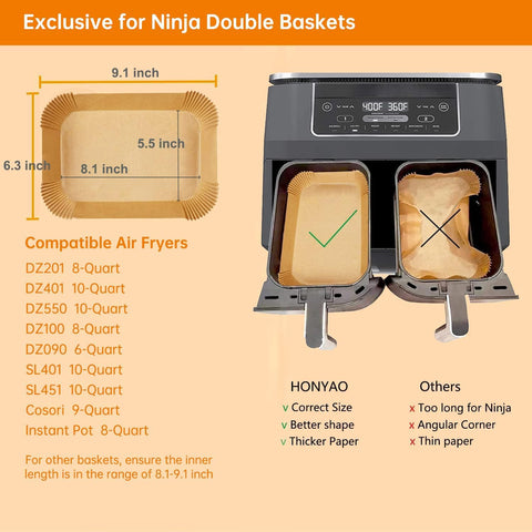 HONYAO disposable parchment liner for quick cleanup after air frying