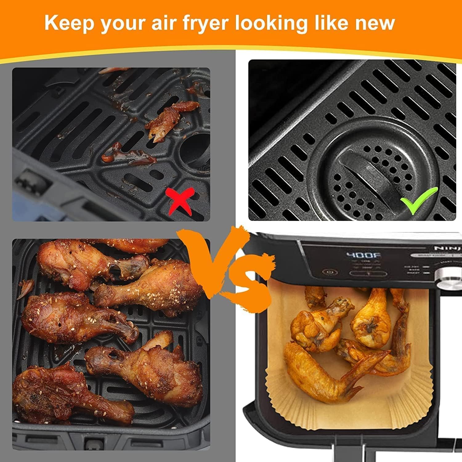 HONYAO liner edge wrinkles help basket fit and prevent curling during cooking
