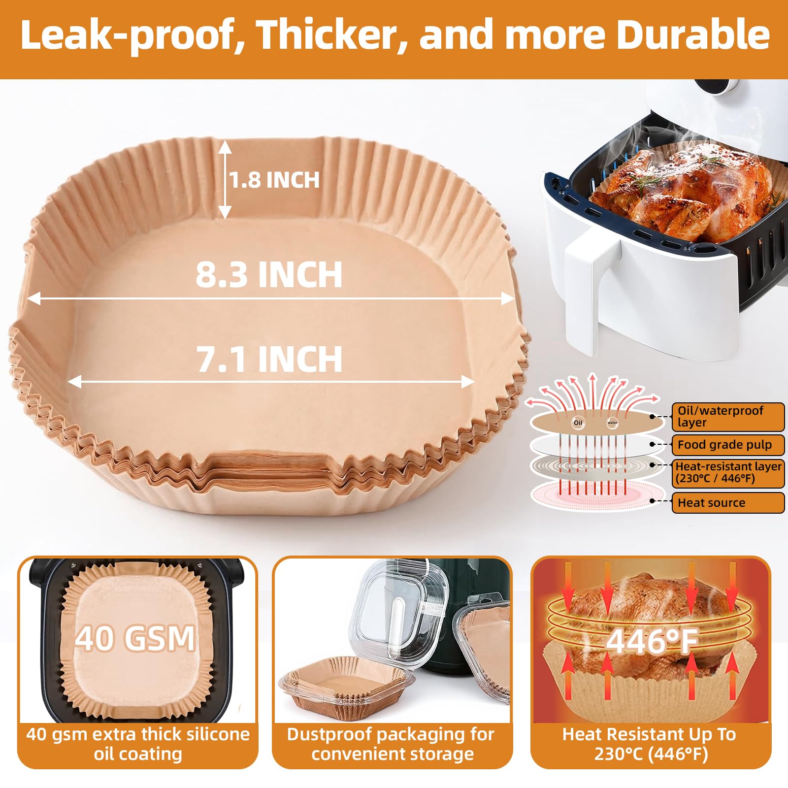 HONYAO liners withstand heat up to 446°F for versatile cooking tasks.