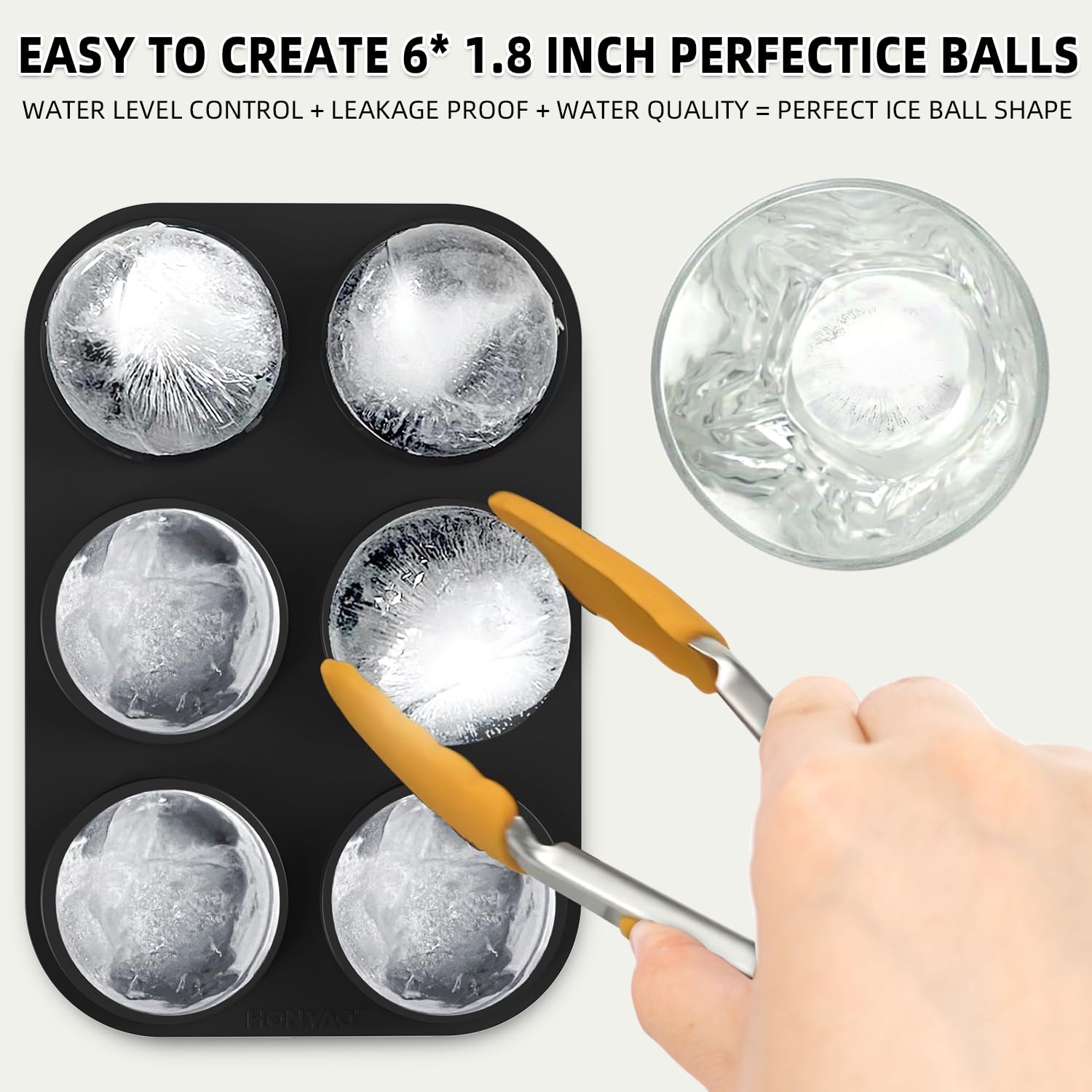 HONYAO six-sphere ice mold ideal for cocktails, punch bowls, and frozen drinks