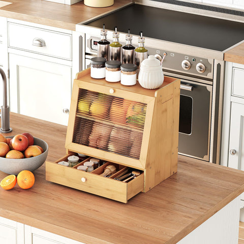 HOOBRO bamboo bread box back vent design for balanced air flow