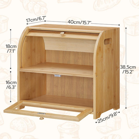HOOBRO bread box kitchen counter setup fits bread, muffins, and pastries.